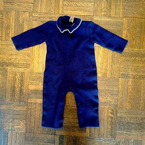 Janie and Jack collared quilted navy one-piece 12-18 mon